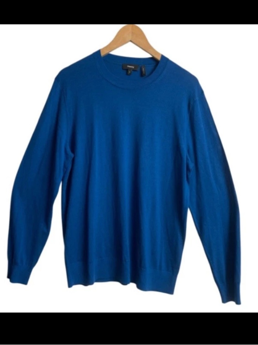 Theory Sweater Men Blue Regal Wool Crewneck Lightweight Knit Pullover Size L NEW